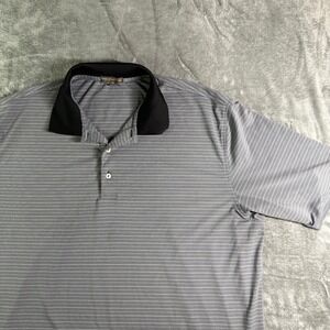 Peter Millar Summer Comfort Golf Polo Shirt Striped Gray Black XL